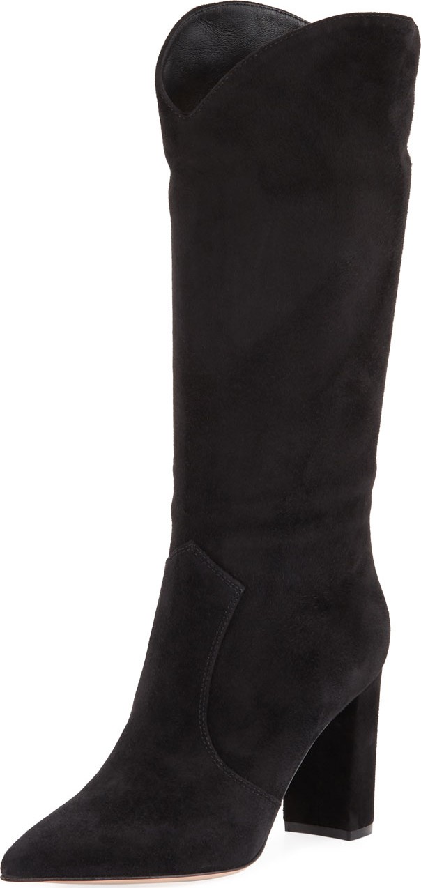 Gianvito Rossi Suede Western Knee Boots
