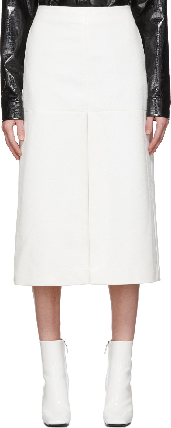 We11done White Faux-Leather Snake Front Slit Skirt