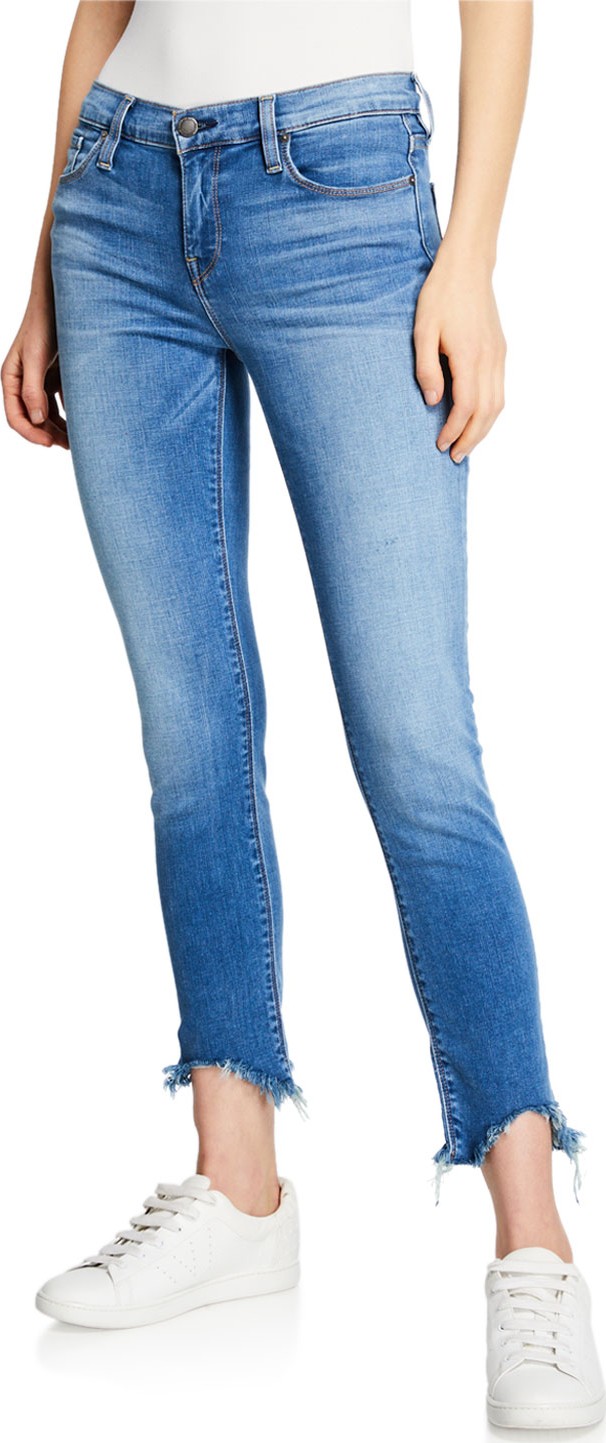 Hudson Tally Mid-Rise Crop Skinny Jeans w/ Frayed Hem Hudson Tally Mid-Rise Crop Skinny Jeans w/ Frayed Hem