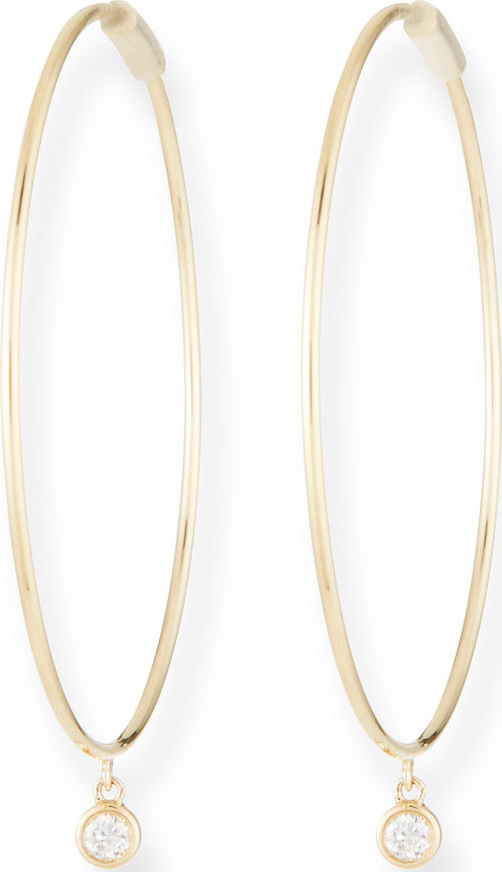 EF Collection The Perfect 14k Gold Hoop Earrings w/ Diamond Bezel