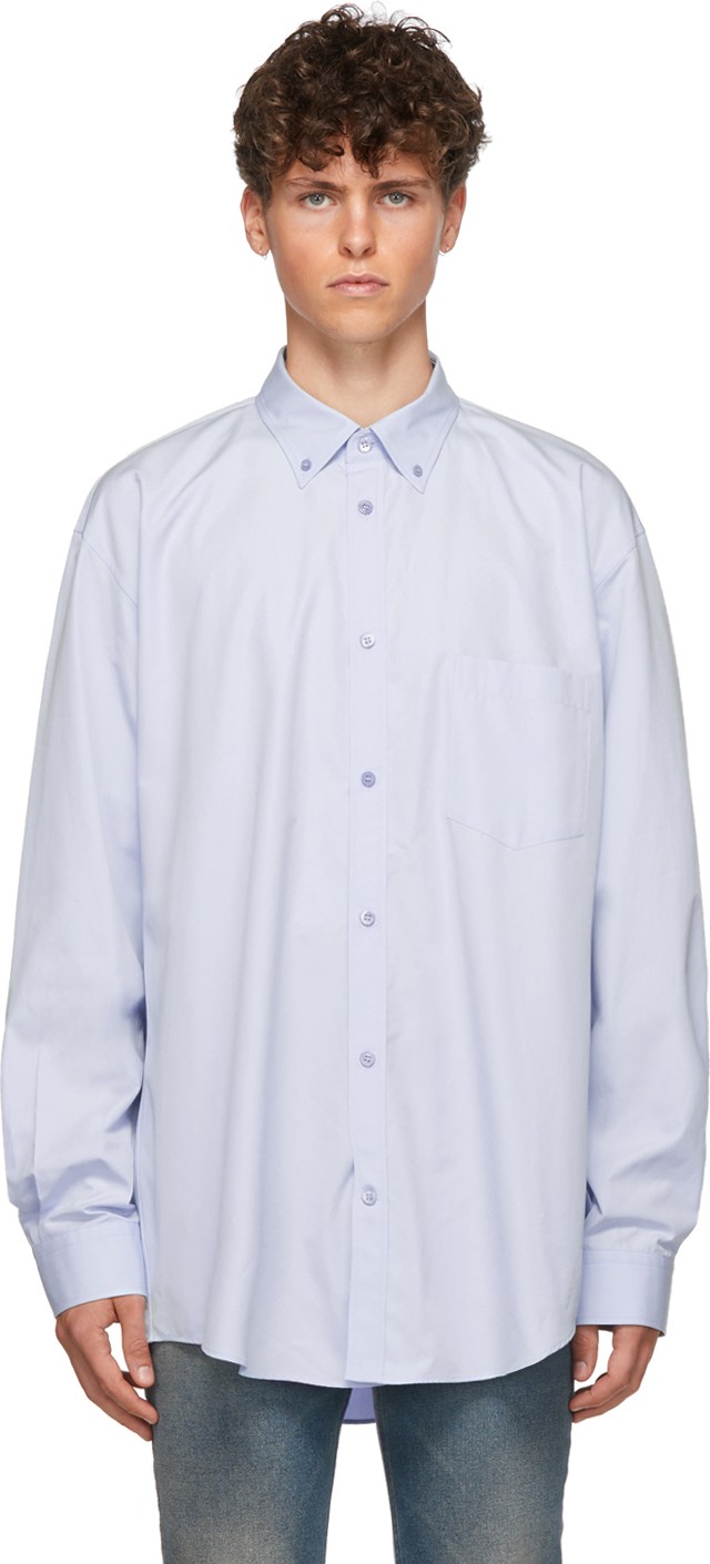 Balenciaga Blue Poplin Logo Shirt