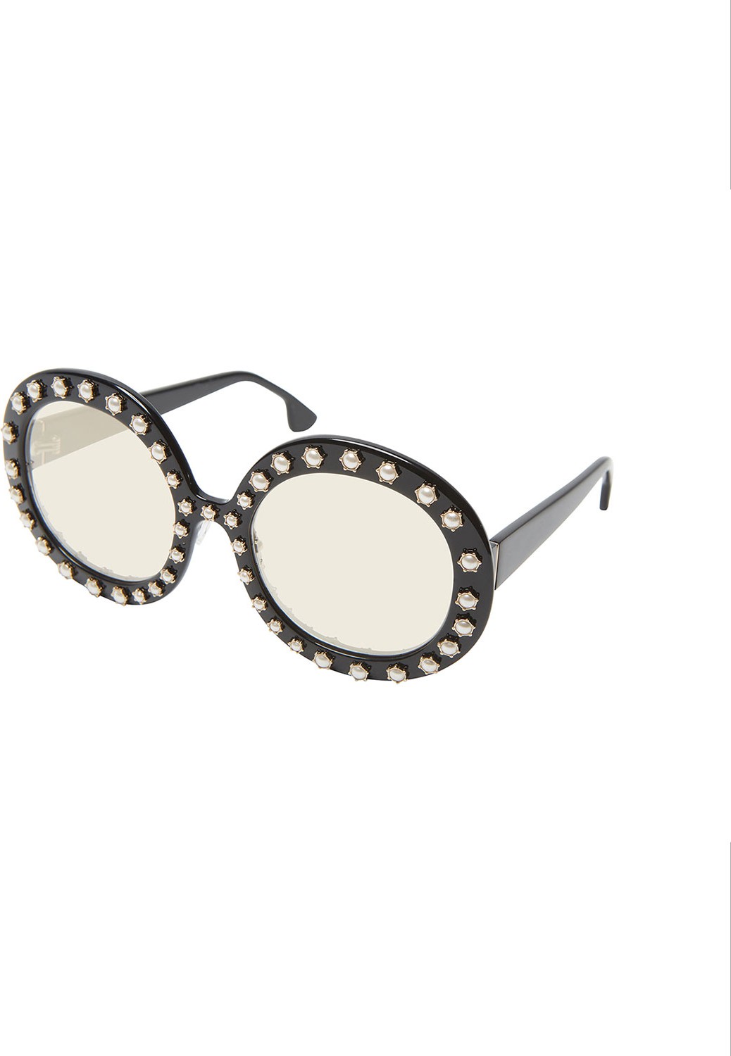Alice + Olivia Bel Air Round Pearlescent-Trim Sunglasses