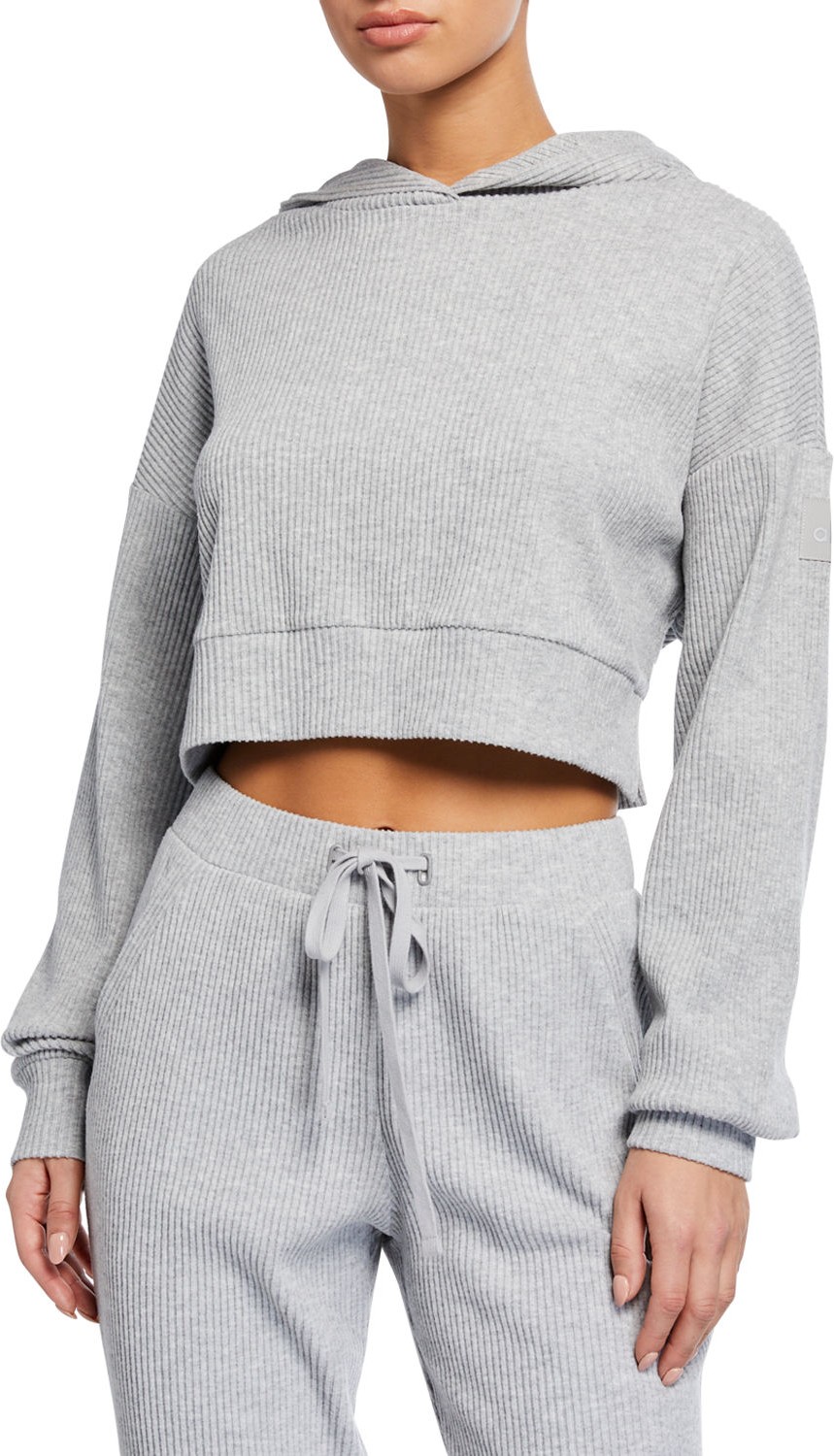 Alo Yoga Muse Ribbed Hoodie Sweatshirt