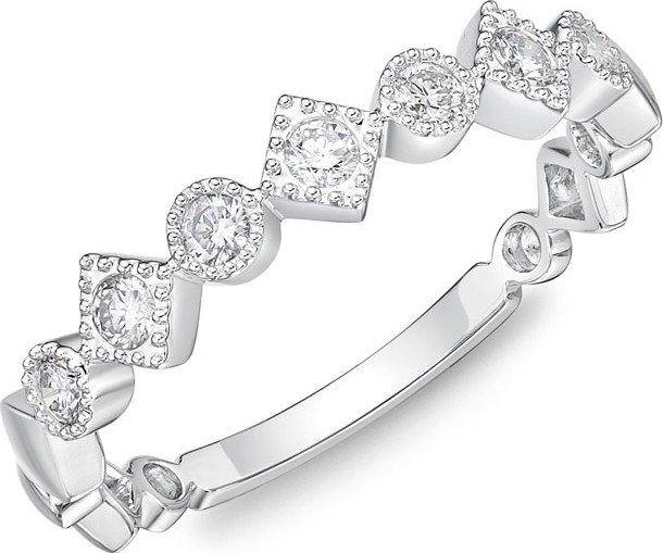 Memoire Stack 'Em Up Alternating Band Ring with Diamonds