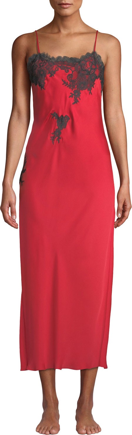 Natori L'Amour Lace-Trim Long Nightgown
