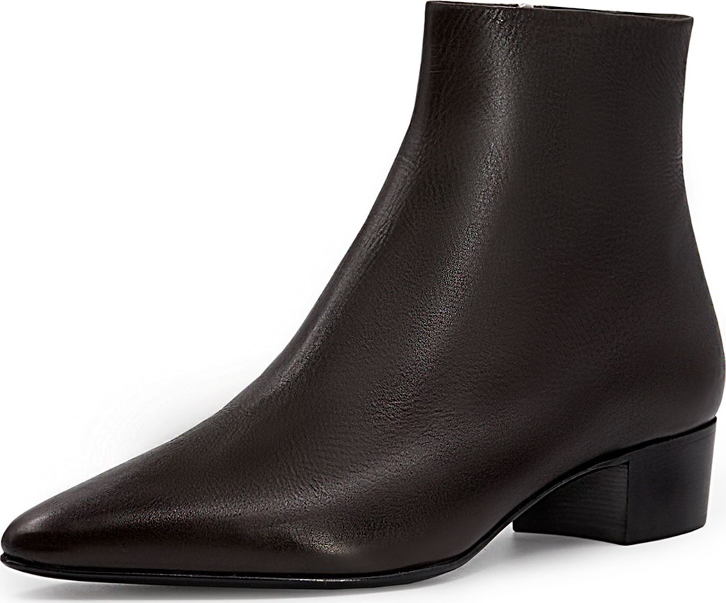 THE ROW Ambra Point-Toe Leather Ankle Boots