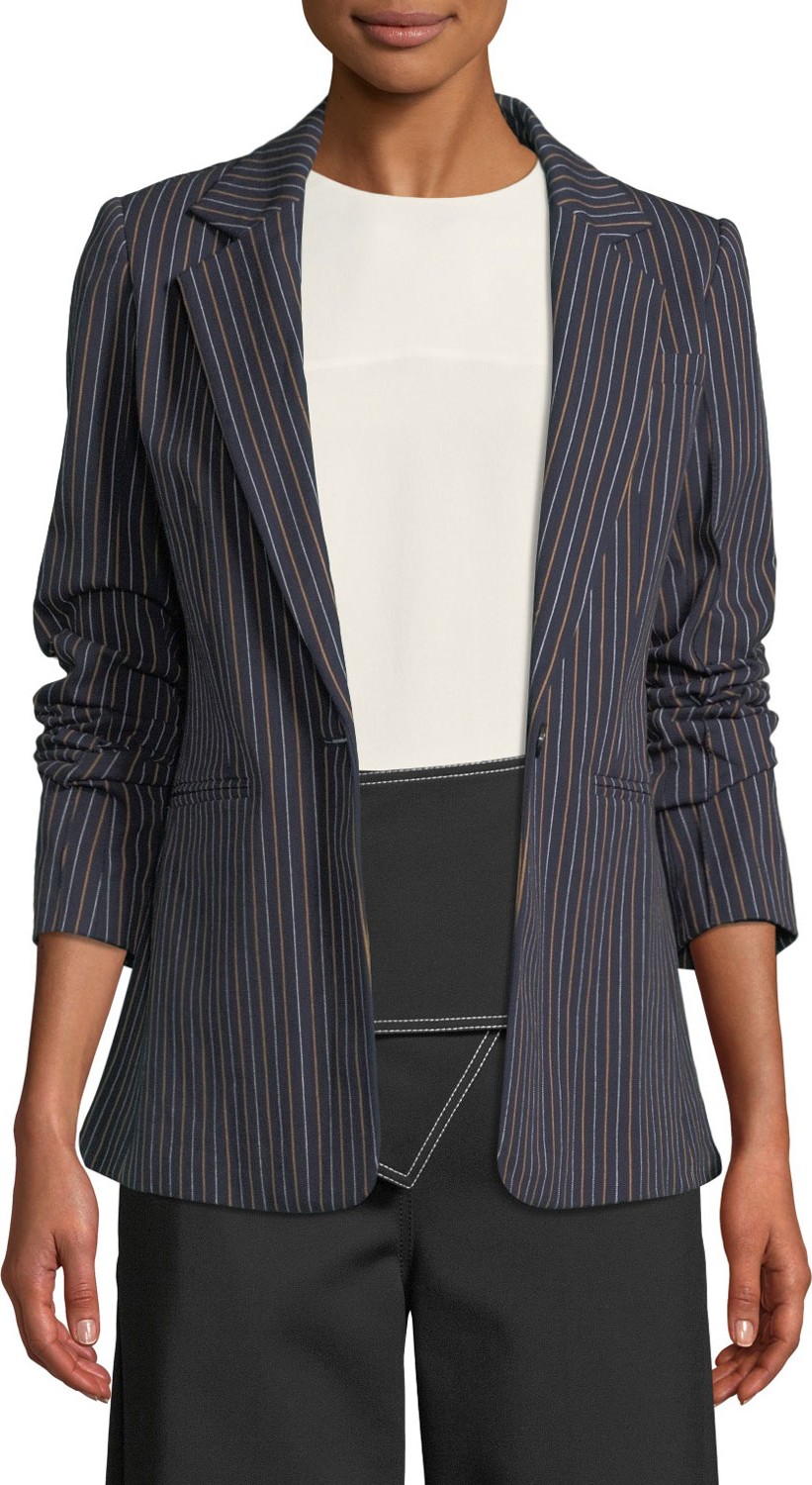 Derek Lam 10 Crosby Power Striped Single-Button Blazer Derek Lam 10 Crosby Power Striped Single-Button Blazer