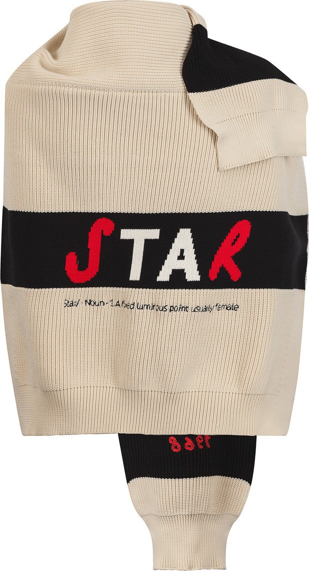 Sonia Rykiel star colorblock slogan intersia knit cape