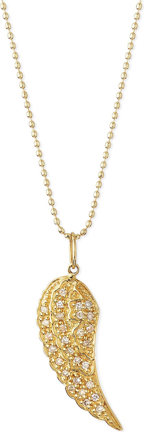 Sydney Evan 14k Gold Diamond Wing Pendant Necklace