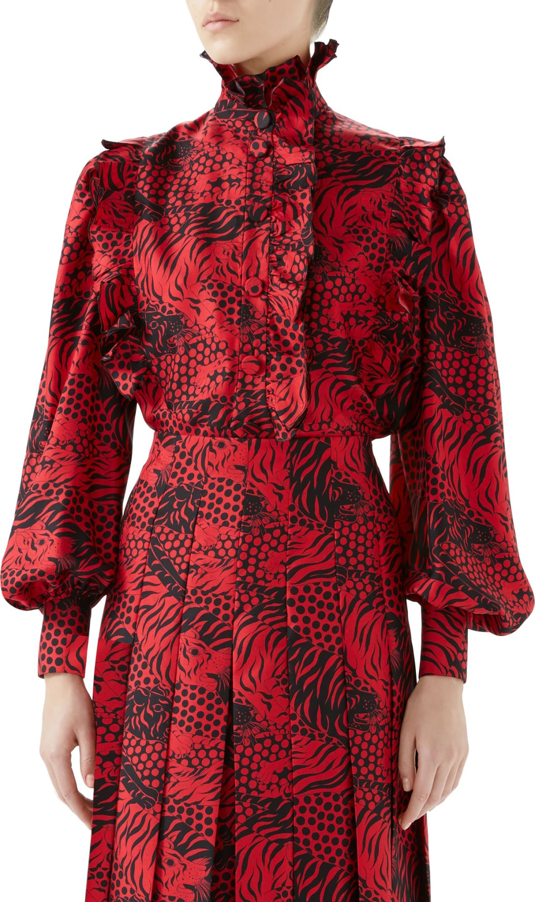 Gucci Tiger Print Silk Blouse