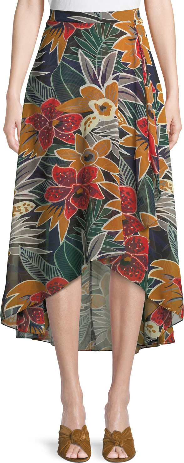 Club Monaco Elianna High-Waist Floral Midi Skirt