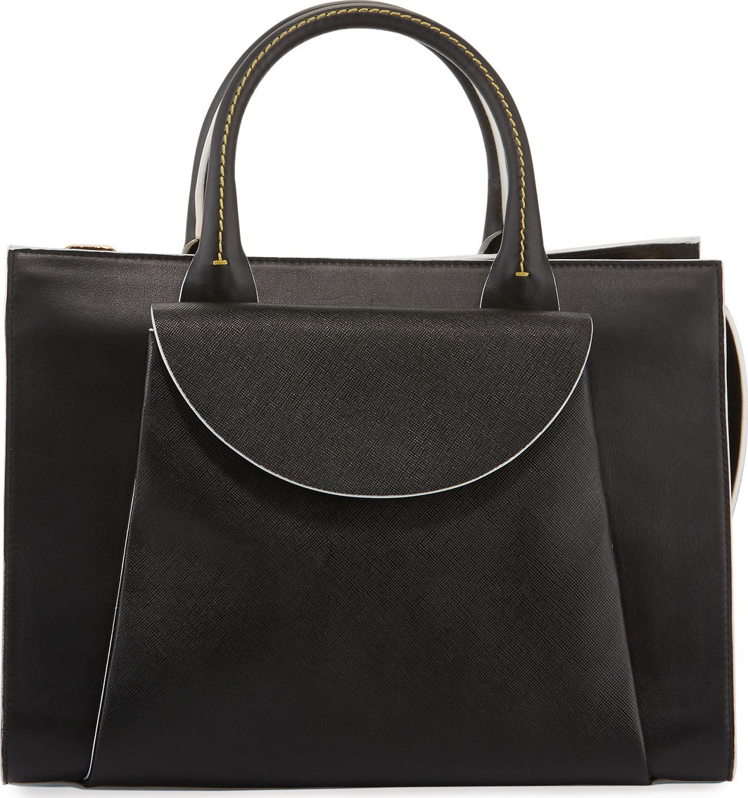 Marni Leather Large Zip Top Tote Bag