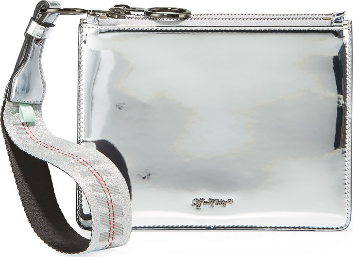 Off White Mirror Double Flat Pouch Bag