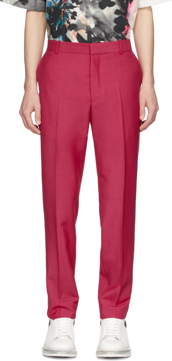 Alexander McQueen Pink Selvedge Wool & Mohair Trousers