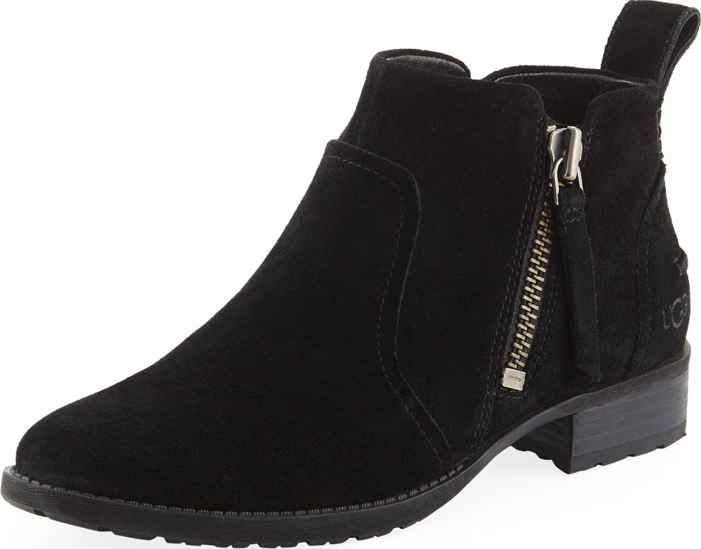UGG Aureo Suede Ankle Booties, Black