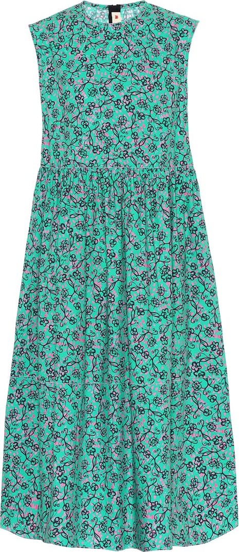 Marni Printed cotton-poplin midi dress