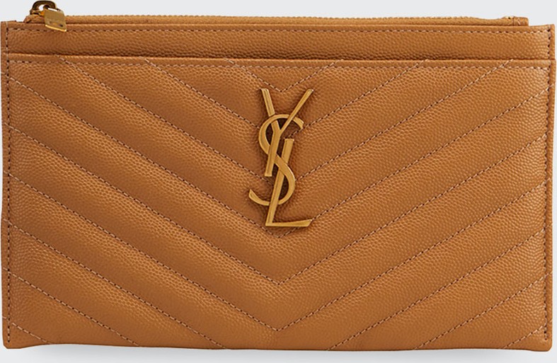Saint Laurent Monogram YSL Grain de Poudre Bill Pouch Wallet