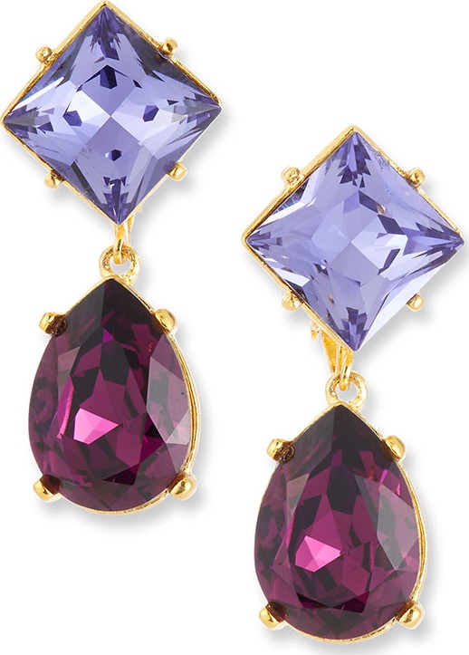 Kenneth Jay Lane Crystal Square & Teardrop Earrings, Purple