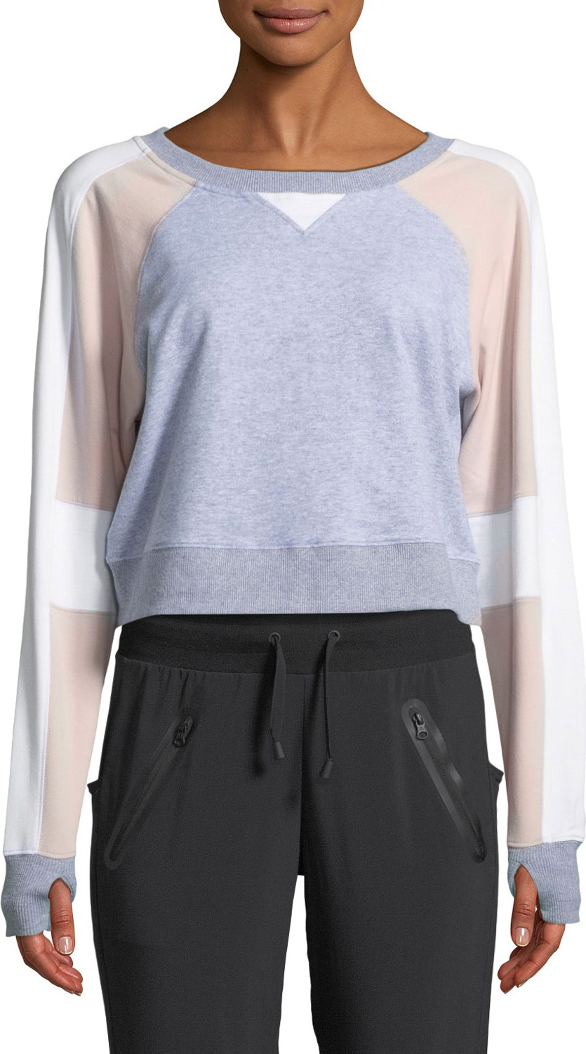 Blanc Noir Flashback Colorblock Cropped Sweatshirt