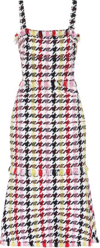 Oscar De La Renta Houndstooth wool-blend dress