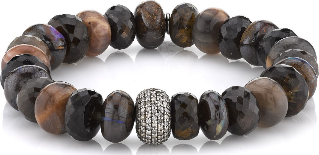 Sheryl Lowe 10mm Brown Stone & 1-Diamond Donut Bracelet