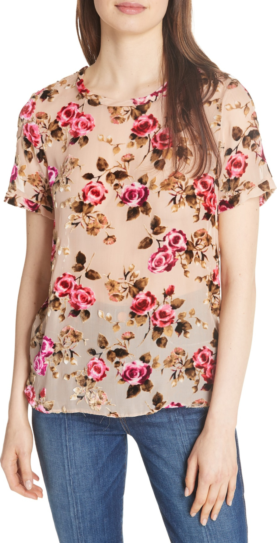 Alice + Olivia Piera Floral Burnout Tee