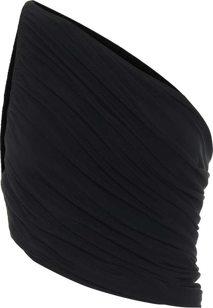 Norma Kamali Gathered one-shoulder crop top