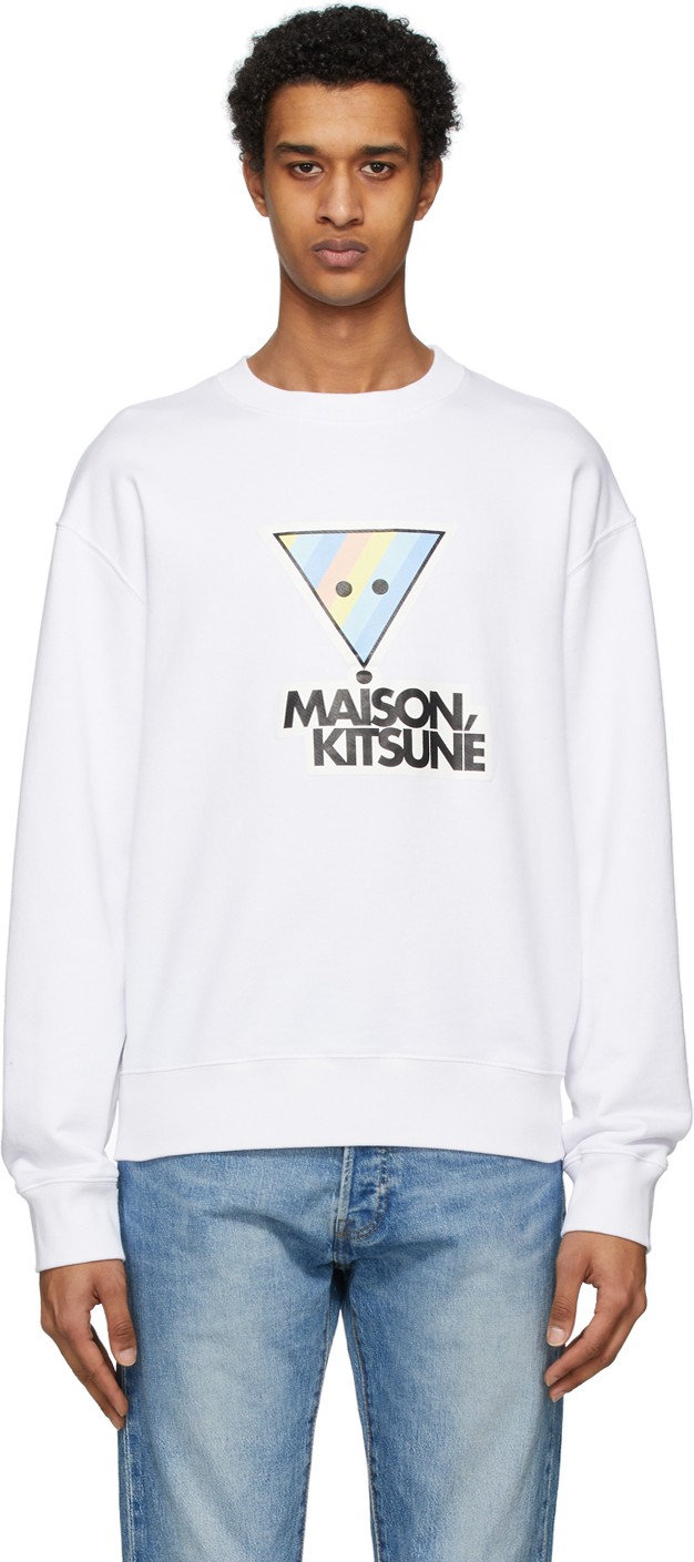 Maison Kitsune Off-White Rainbow Triangle Fox Sweatshirt