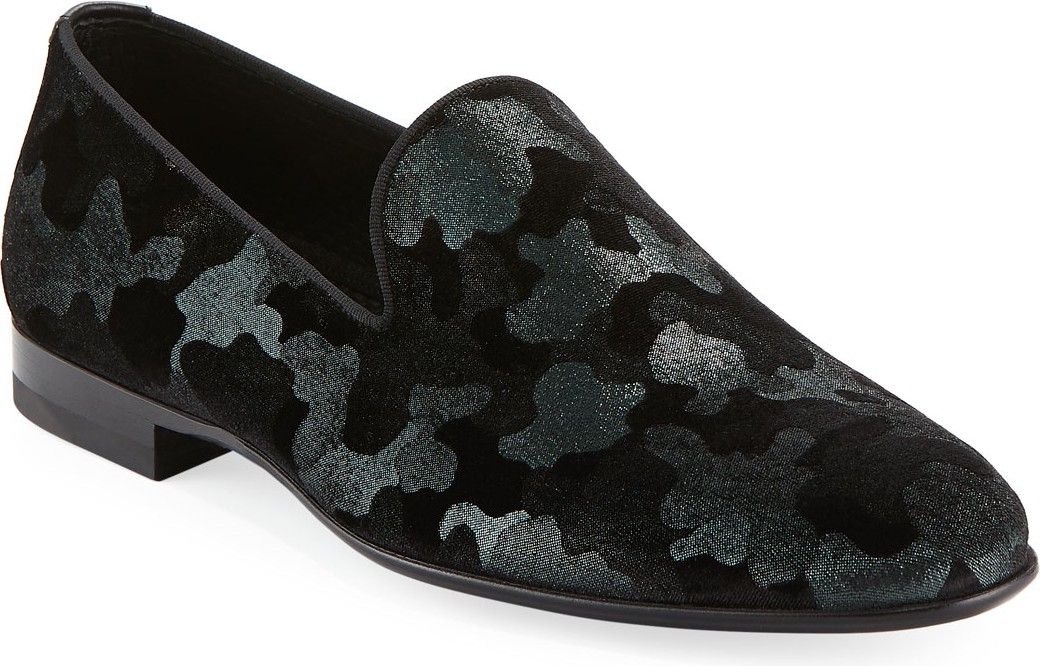 MAGNANNI Men's Camo Velvet Formal Loafer