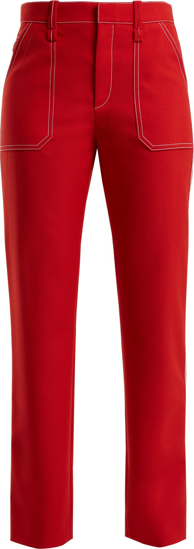 Chloe Contrast-stitch straight-leg trousers