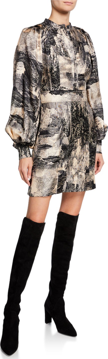 Burberry London England Pascala Long-Sleeve Silk Dress