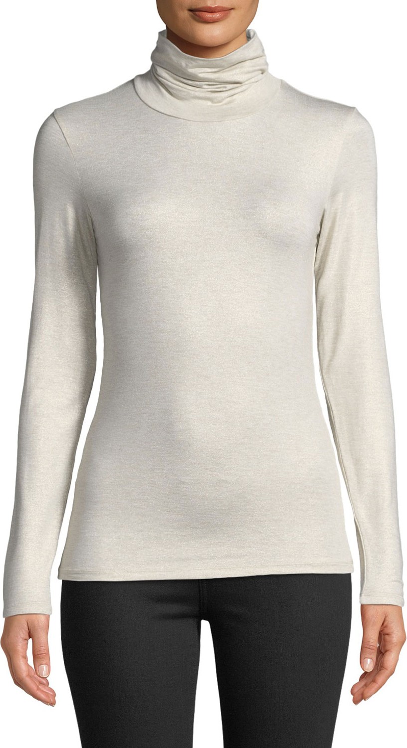 Majestic Metallic Knit Turtleneck Top
