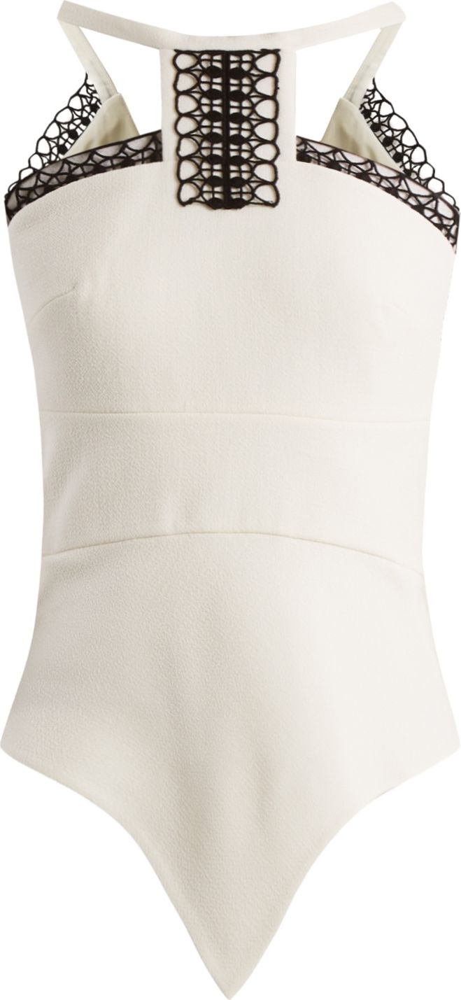 Roland Mouret Daventry lace-trimmed wool-crepe top