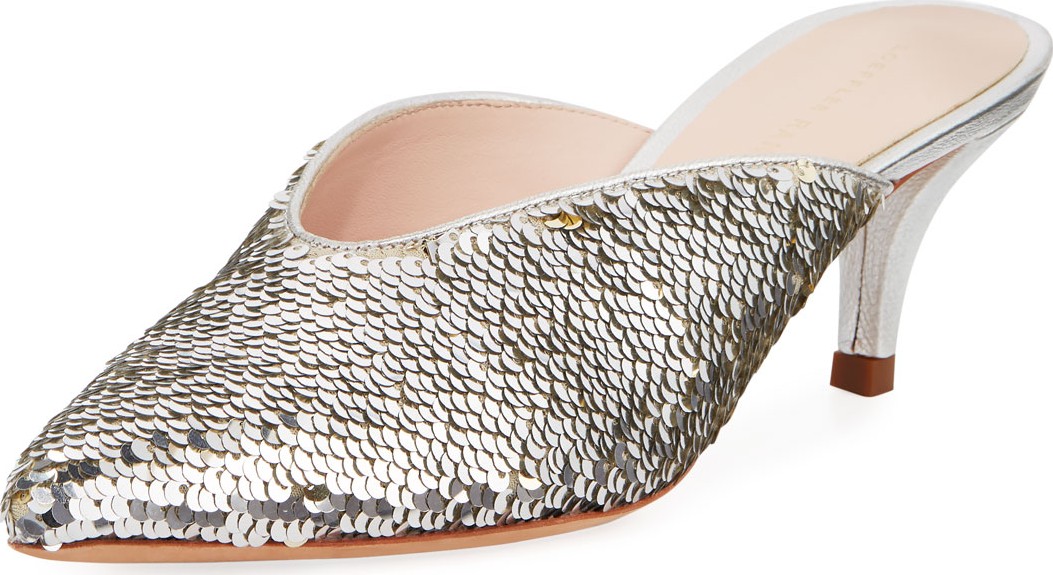 Loeffler Randall Juno Sequin Kitten-Heel Mules