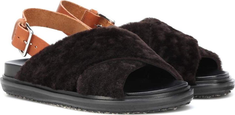 Marni Leather and lamb fur sandals