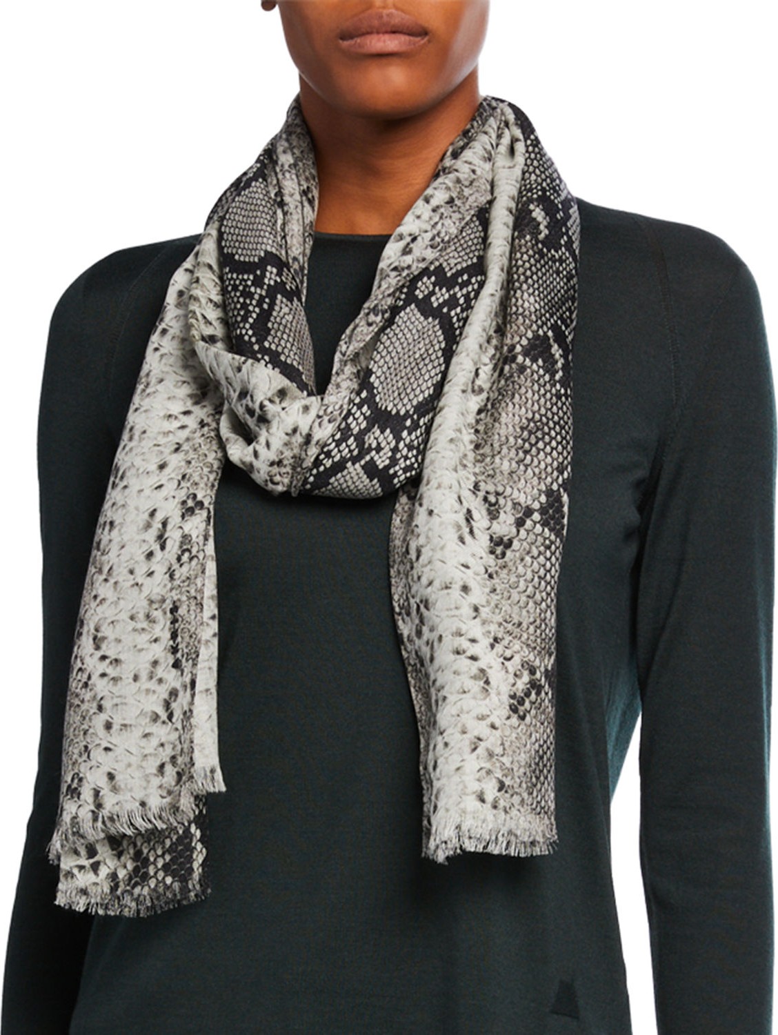 Akris Python-Print Cashmere-Silk Scarf