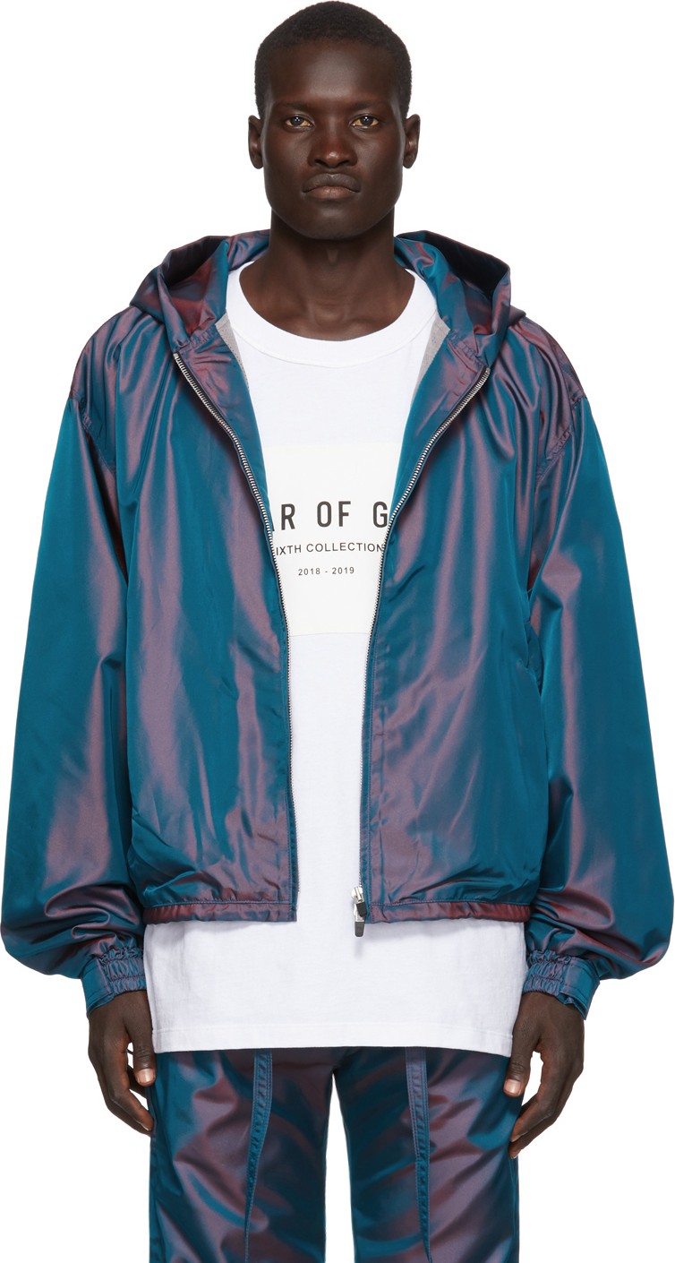 Fear of God Blue Nylon Iridescent Full-Zip Jacket