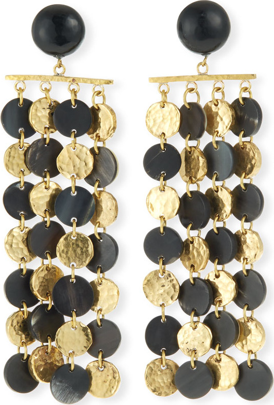 Ashley Pittman Four-Chain Dark Horn & Bronze Drop Earrings