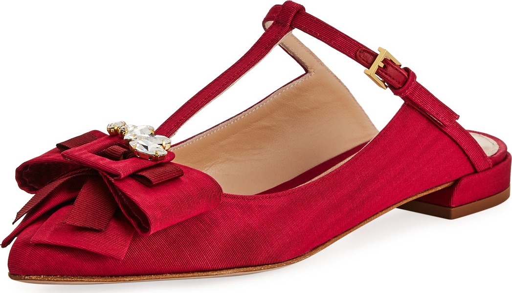 Stuart Weitzman Duckie Embellished Grosgrain Ballerina Mule