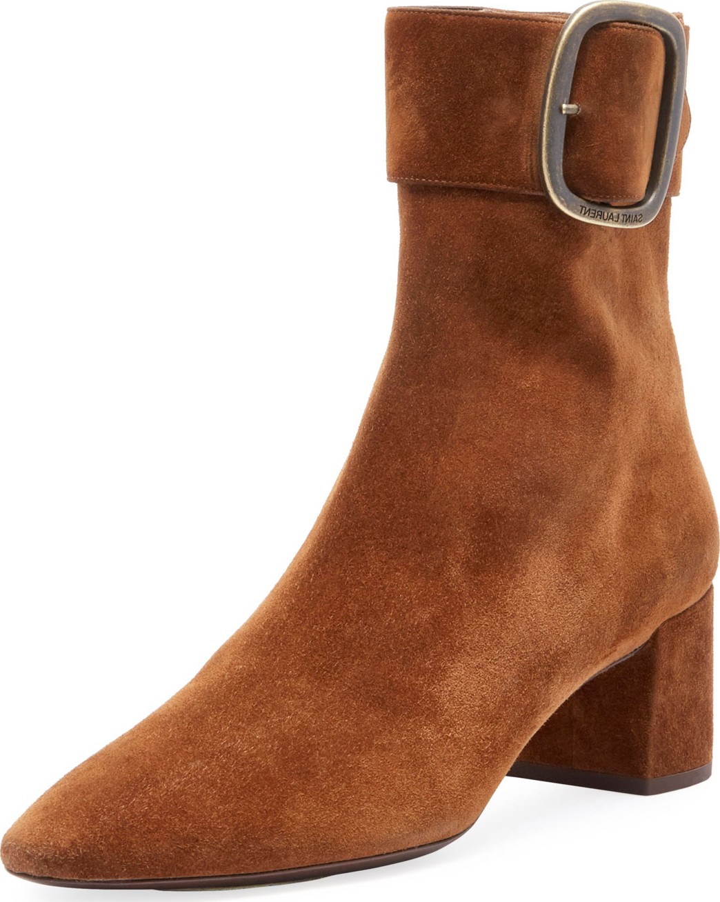 Saint Laurent Suede Booties with Large Buckle