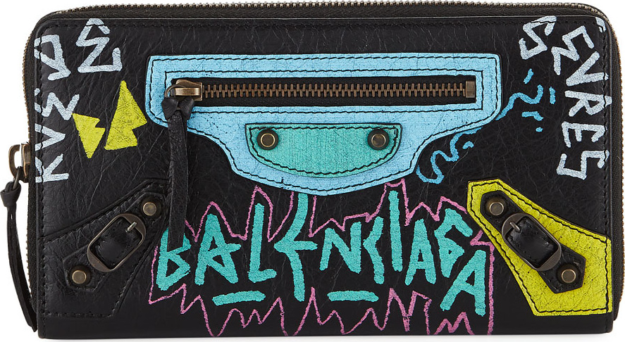 Balenciaga Classic Graffiti Continental Zip-Around Wallet
