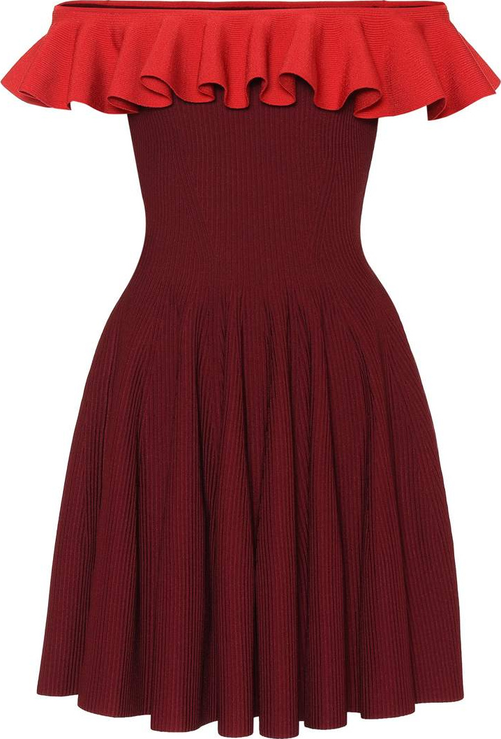 Alexander McQueen Ribbed off-the-shoulder dress