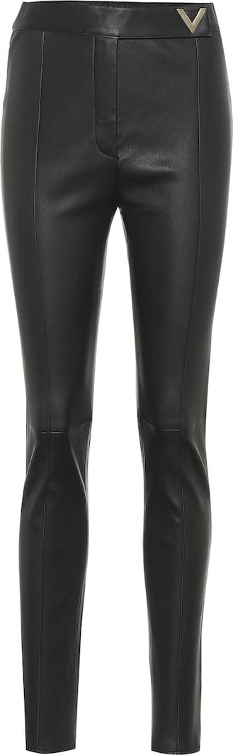 Valentino Leather high-rise skinny pants
