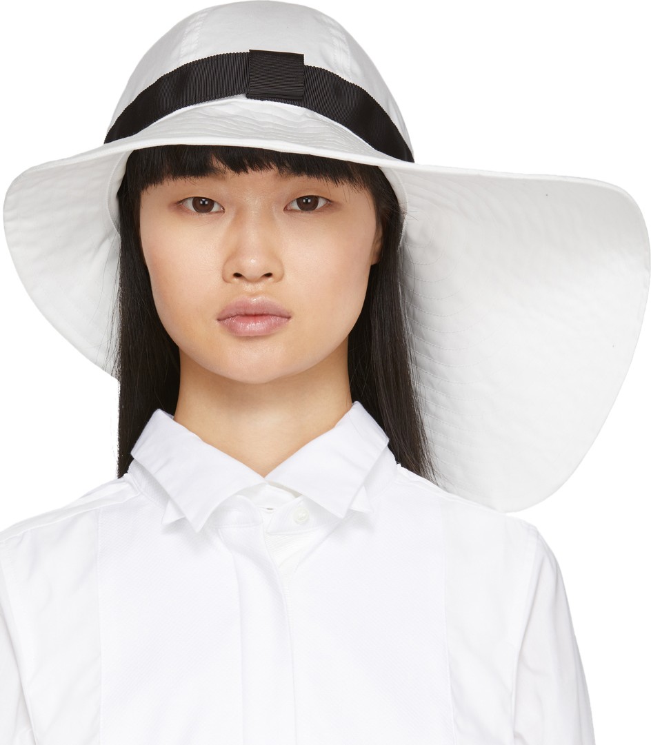Sacai White Wide Brim Beach Hat