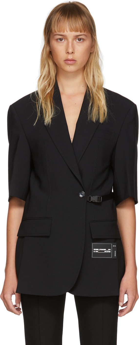 We11done Black Buckle Short Sleeve Blazer