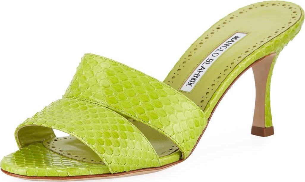 Manolo Blahnik Iacopo Snakeskin Slide Sandals