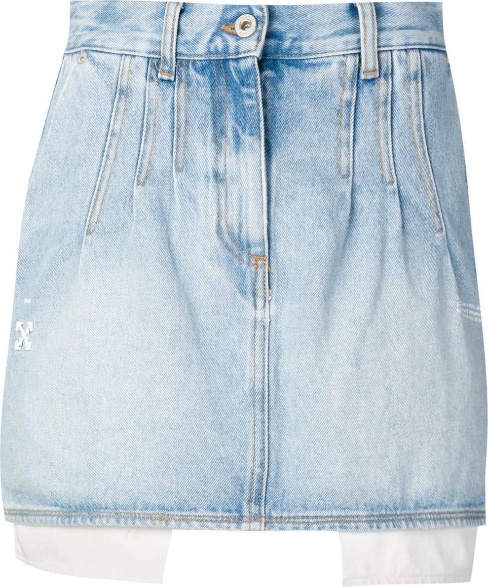 Off White BLEACH DENIM MINI SKIRT