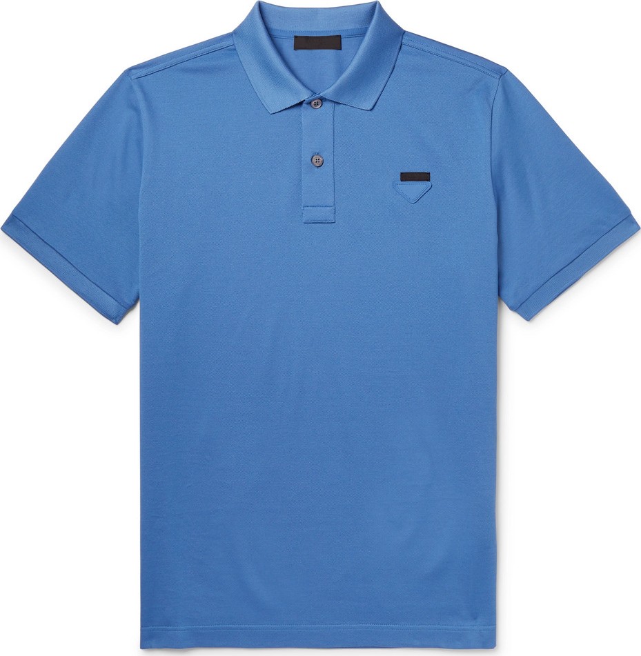 Prada Slim-Fit Logo-Appliquéd Cotton-Piqué Polo Shirt