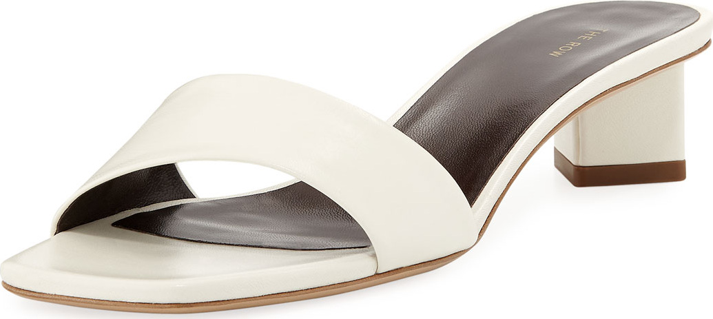 THE ROW Chocolate Capretto Leather Slide Sandals