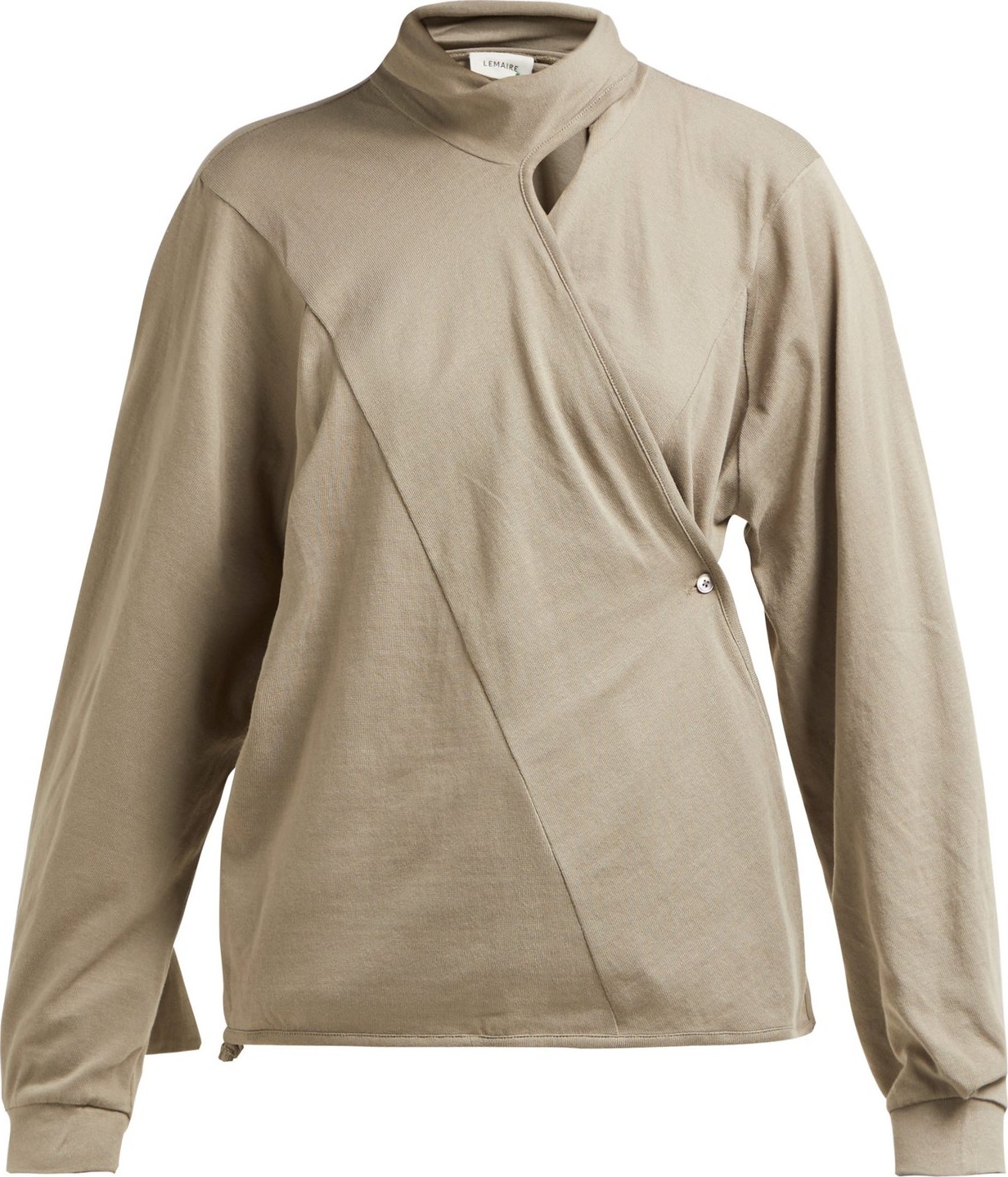 Lemaire Scarf-neck cotton-jersey wrap blouse